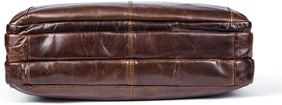 Vintage Leather Expandable 14" Laptop Business Briefcase Carryall,Brown