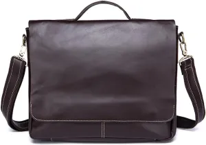 Vintage Leather Men Briefcase Shoulder Bag 14" Laptop Messenger Crossbody