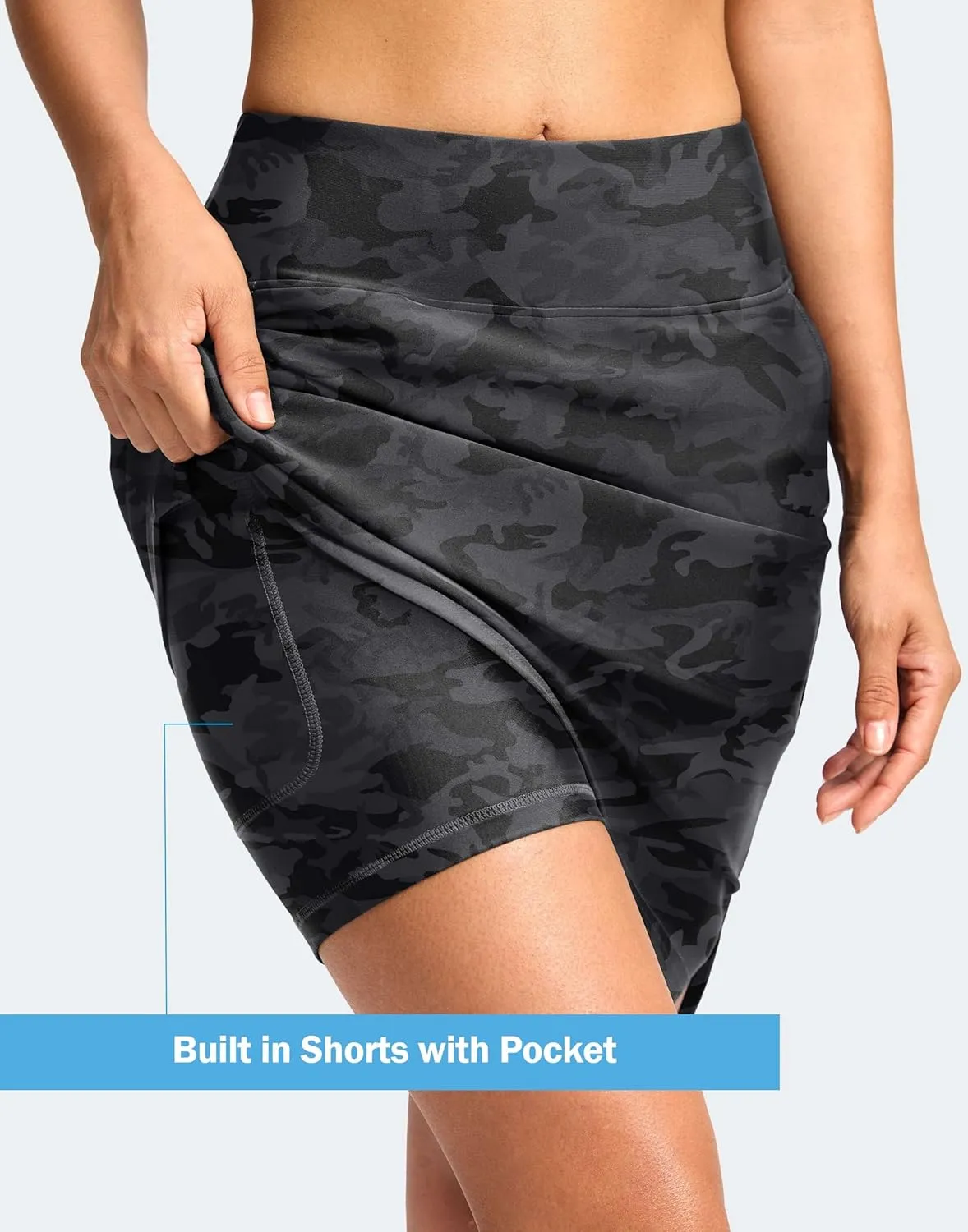 Viodia Women's 20" Long Swim Skirt Skort High Waisted Modest Bathing Suit Swimsuit Bottoms Beach Tankini Bikini with Skirt