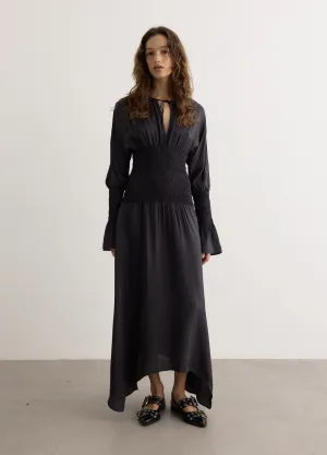 Viscose Habotai Smock Midi Dress