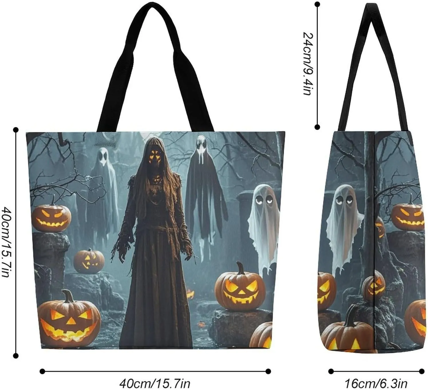 Watermelon Green Tote Bags, Reusable Grocery Bags, Large Shopping Bag, Shoulder Bag for Women