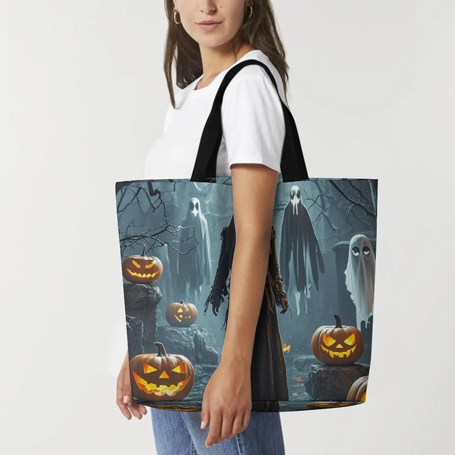 Watermelon Green Tote Bags, Reusable Grocery Bags, Large Shopping Bag, Shoulder Bag for Women