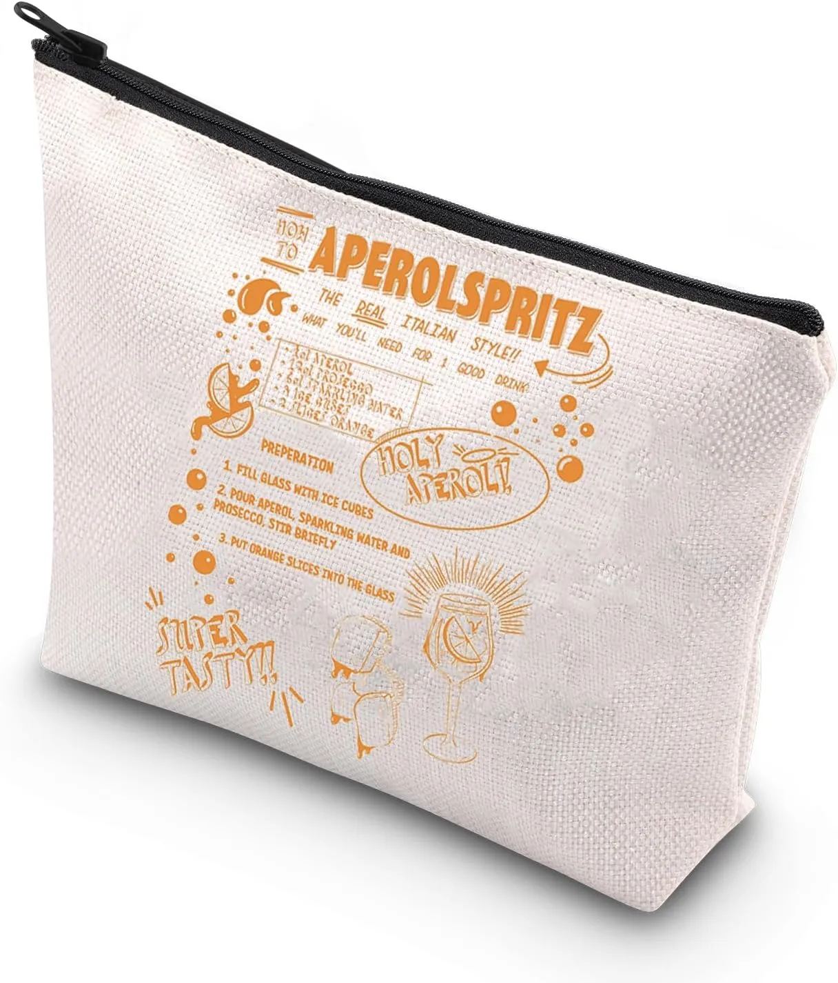 WCGXKO Aperol Spritz Themed Multifunctional Pouch - Orange Makeup Bag - Travel, Makeup - Women
