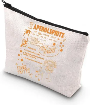 WCGXKO Aperol Spritz Themed Multifunctional Pouch - Orange Makeup Bag - Travel, Makeup - Women