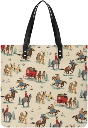 Western Country Rustic Cowgirl Cowboy Horse Riding Women Tote Bags Top Handle Satchel Handbags PU Faux Leather Tassel Shoulder Purse