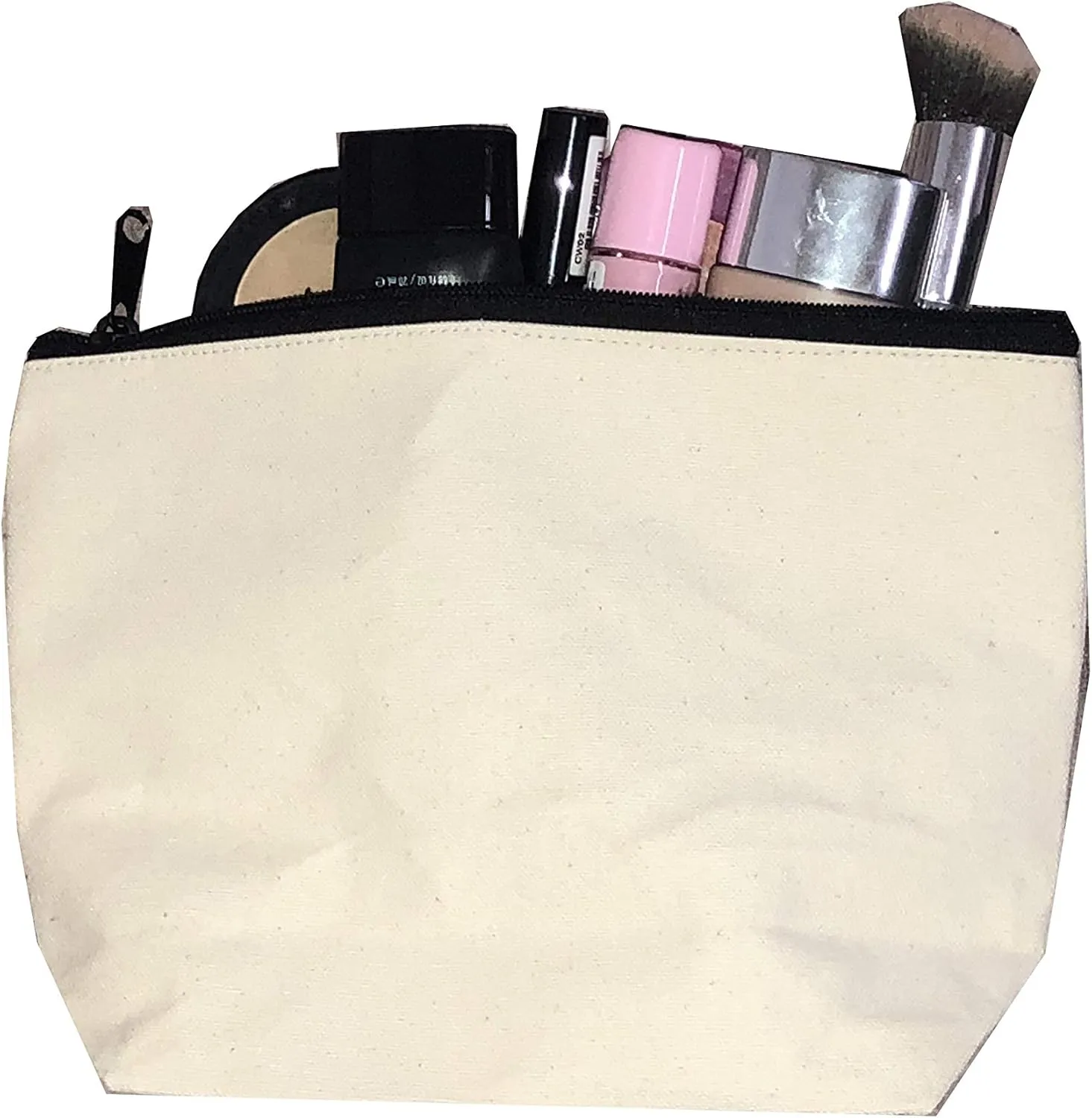 White Canvas Zippered Cosmetic Makeup Bags Travel Organizer Toiletry Dopp Kits (1, Size 4: 10" W x 7" x 3"D)