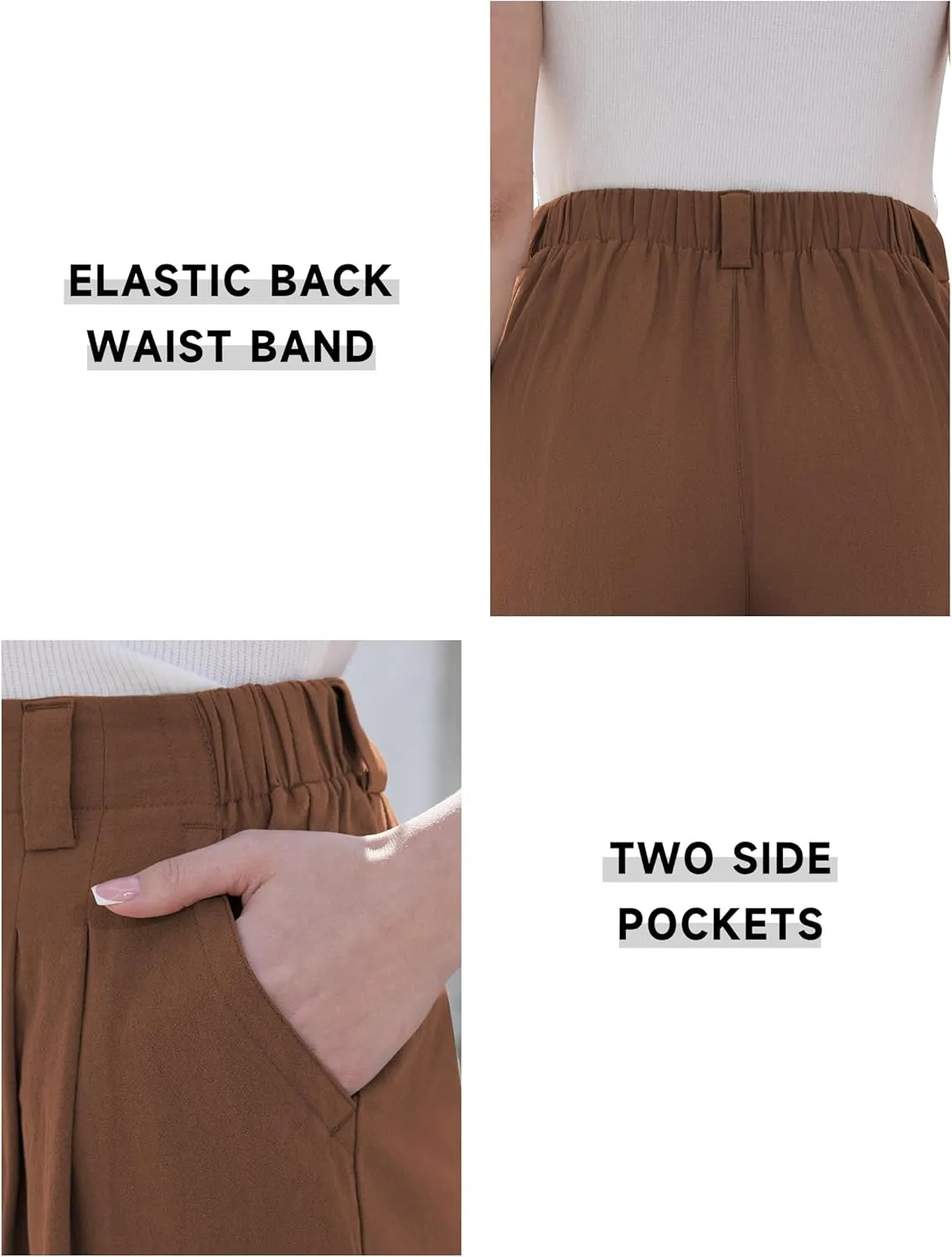 Wide Leg Pants for Women Elastic High Waisted Palazzo Pants Straight Leg Flowy Casual Work Trousers with Pockets