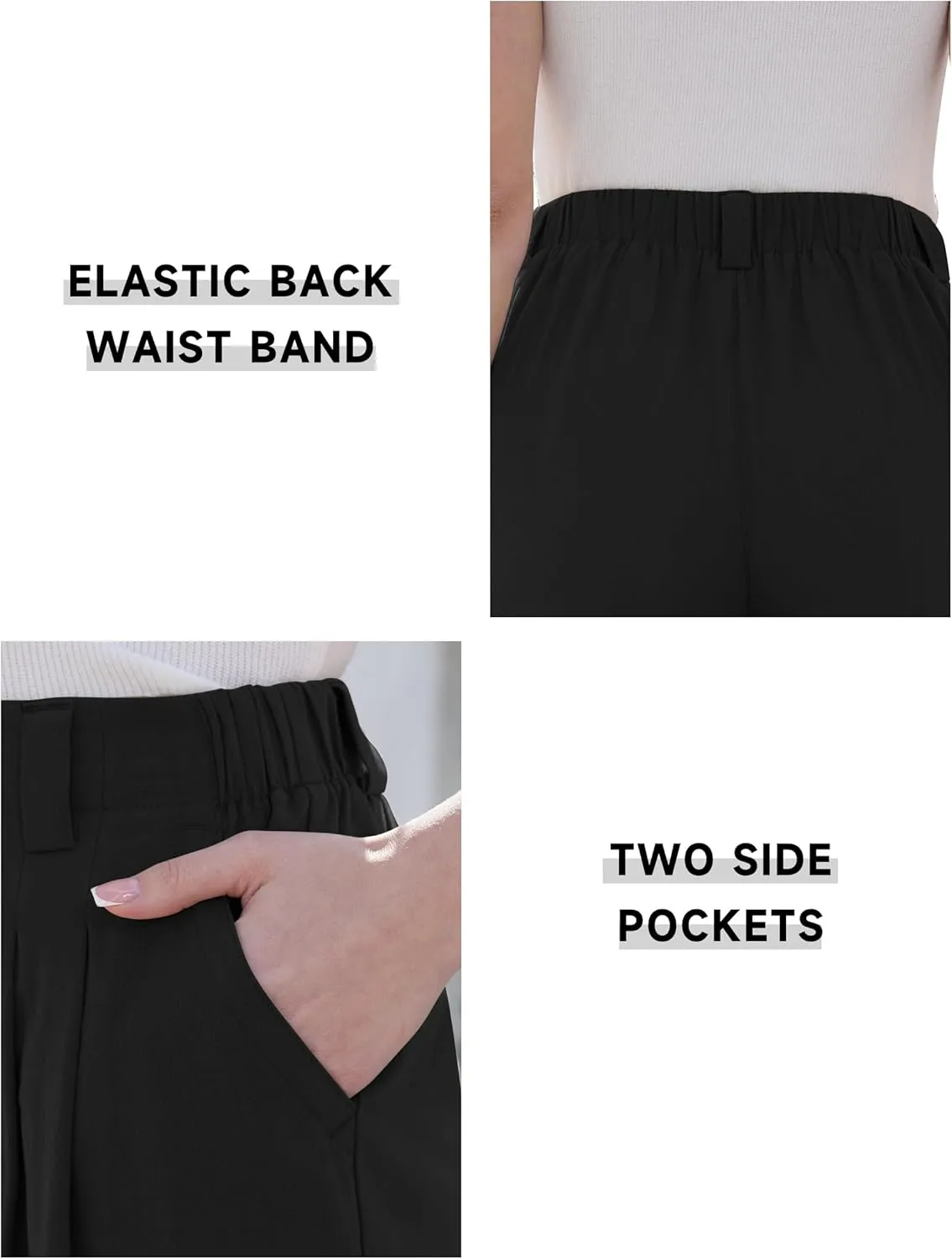 Wide Leg Pants for Women Elastic High Waisted Palazzo Pants Straight Leg Flowy Casual Work Trousers with Pockets