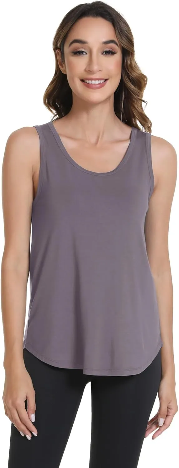 WiWi Tank Tops for Women Sleeveless Pajama T-Shirt Tanks Loungewear Basic Shirts Viscose from Bamboo S-XXL