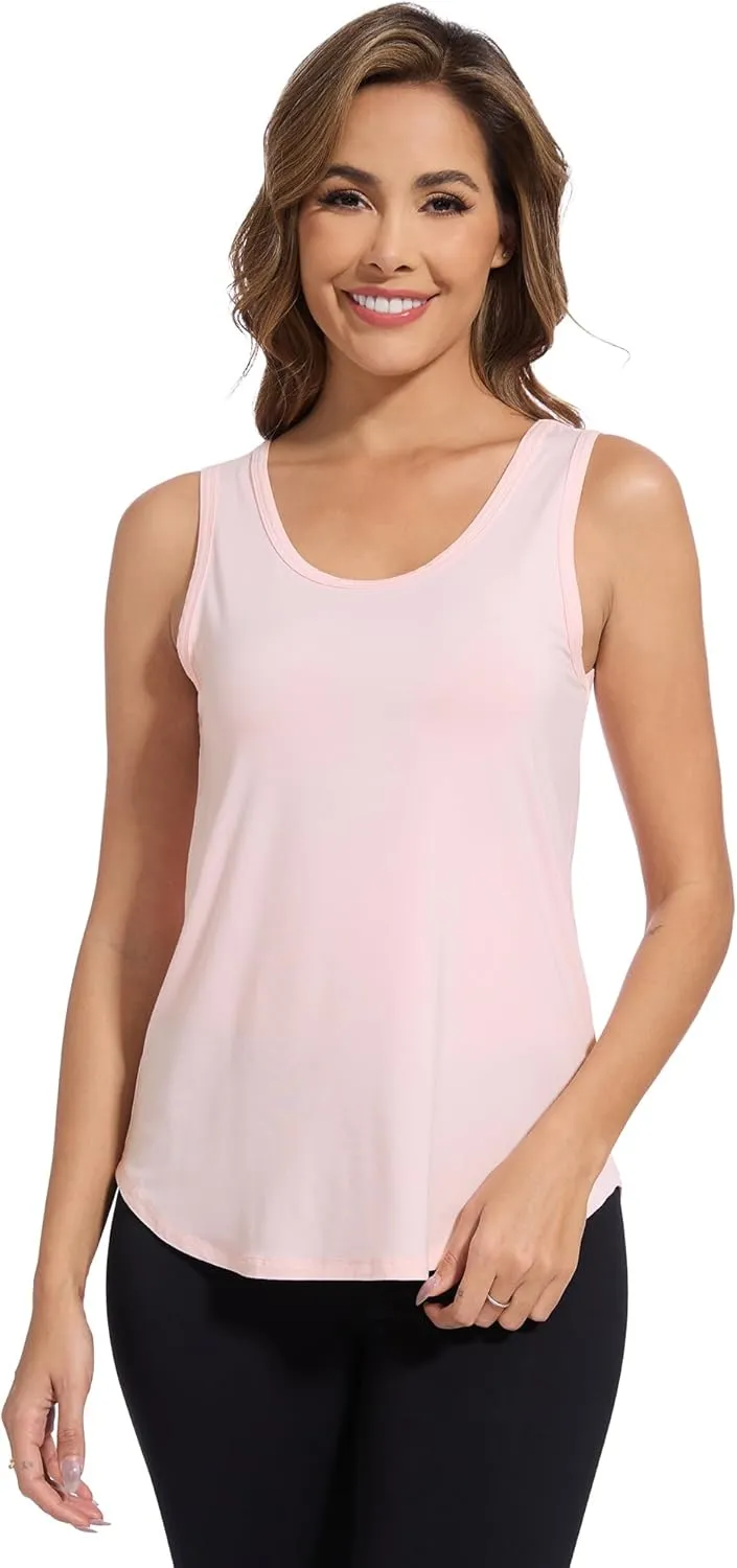 WiWi Tank Tops for Women Sleeveless Pajama T-Shirt Tanks Loungewear Basic Shirts Viscose from Bamboo S-XXL