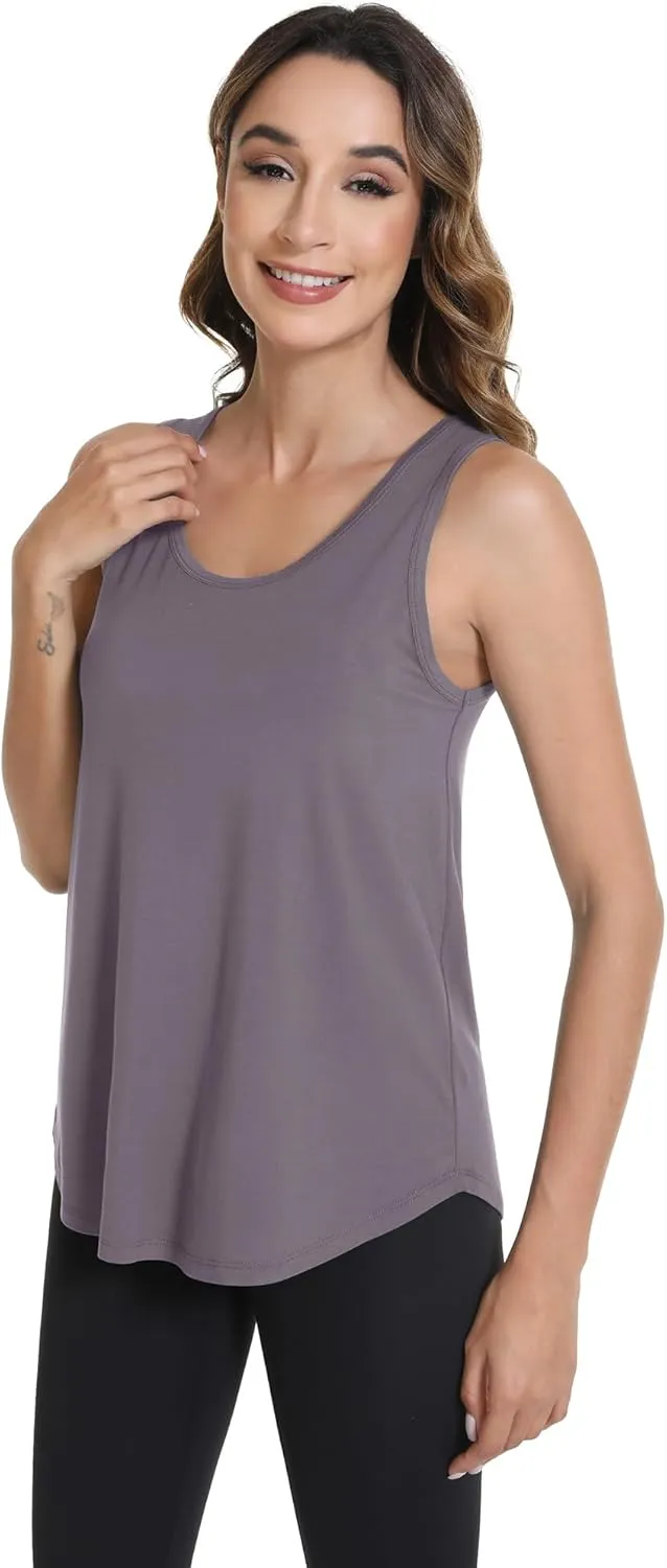 WiWi Tank Tops for Women Sleeveless Pajama T-Shirt Tanks Loungewear Basic Shirts Viscose from Bamboo S-XXL