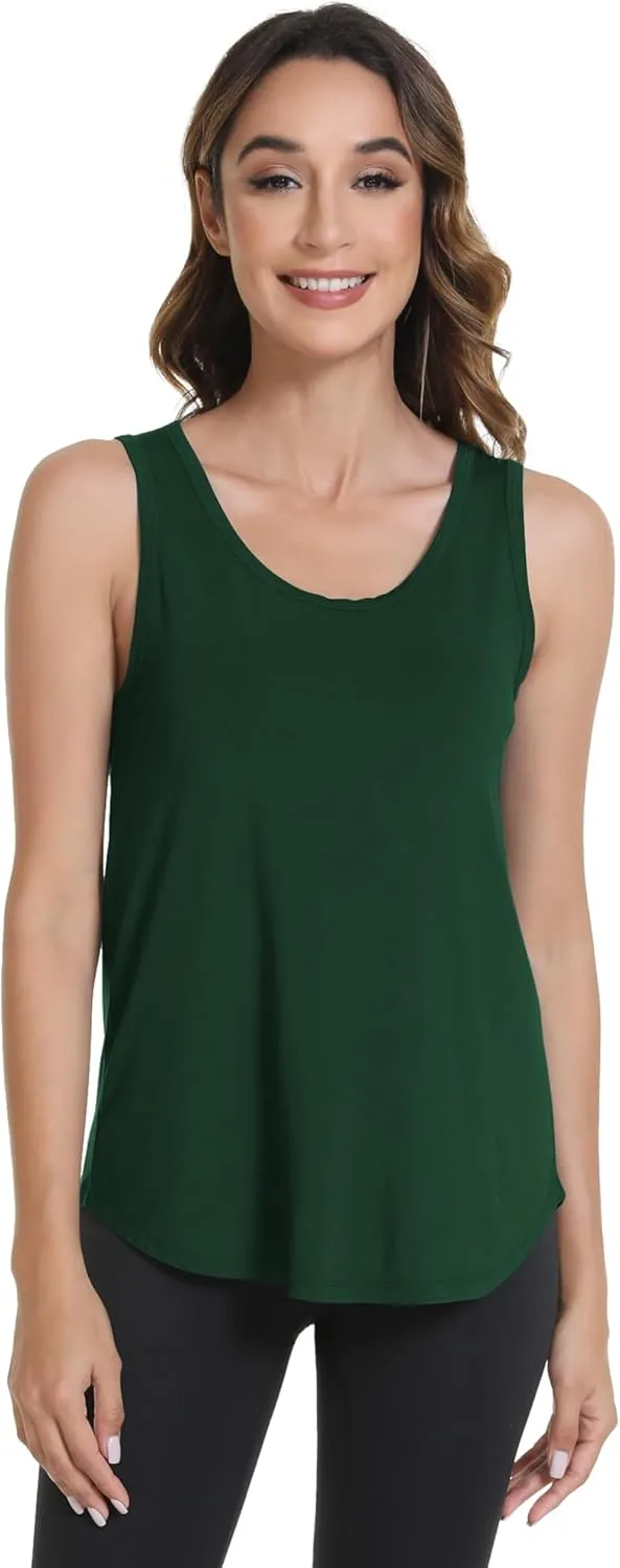 WiWi Tank Tops for Women Sleeveless Pajama T-Shirt Tanks Loungewear Basic Shirts Viscose from Bamboo S-XXL