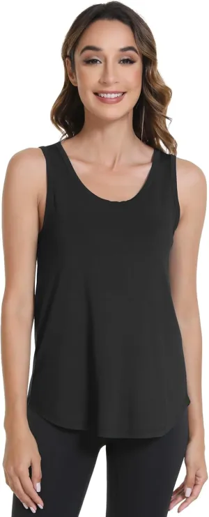 WiWi Tank Tops for Women Sleeveless Pajama T-Shirt Tanks Loungewear Basic Shirts Viscose from Bamboo S-XXL