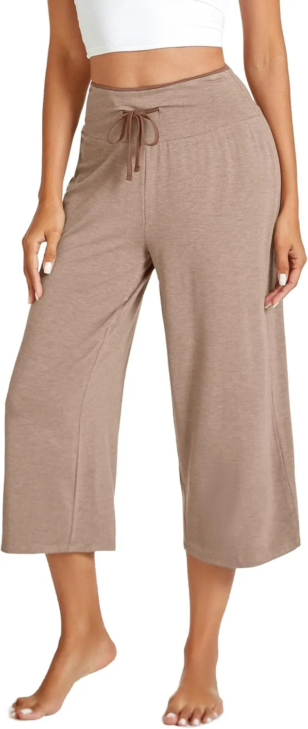 WiWi Women's Capri Pajama Pants Viscose from Bamboo Lounge Casual Bottoms Capris with Drawstring S-XXL
