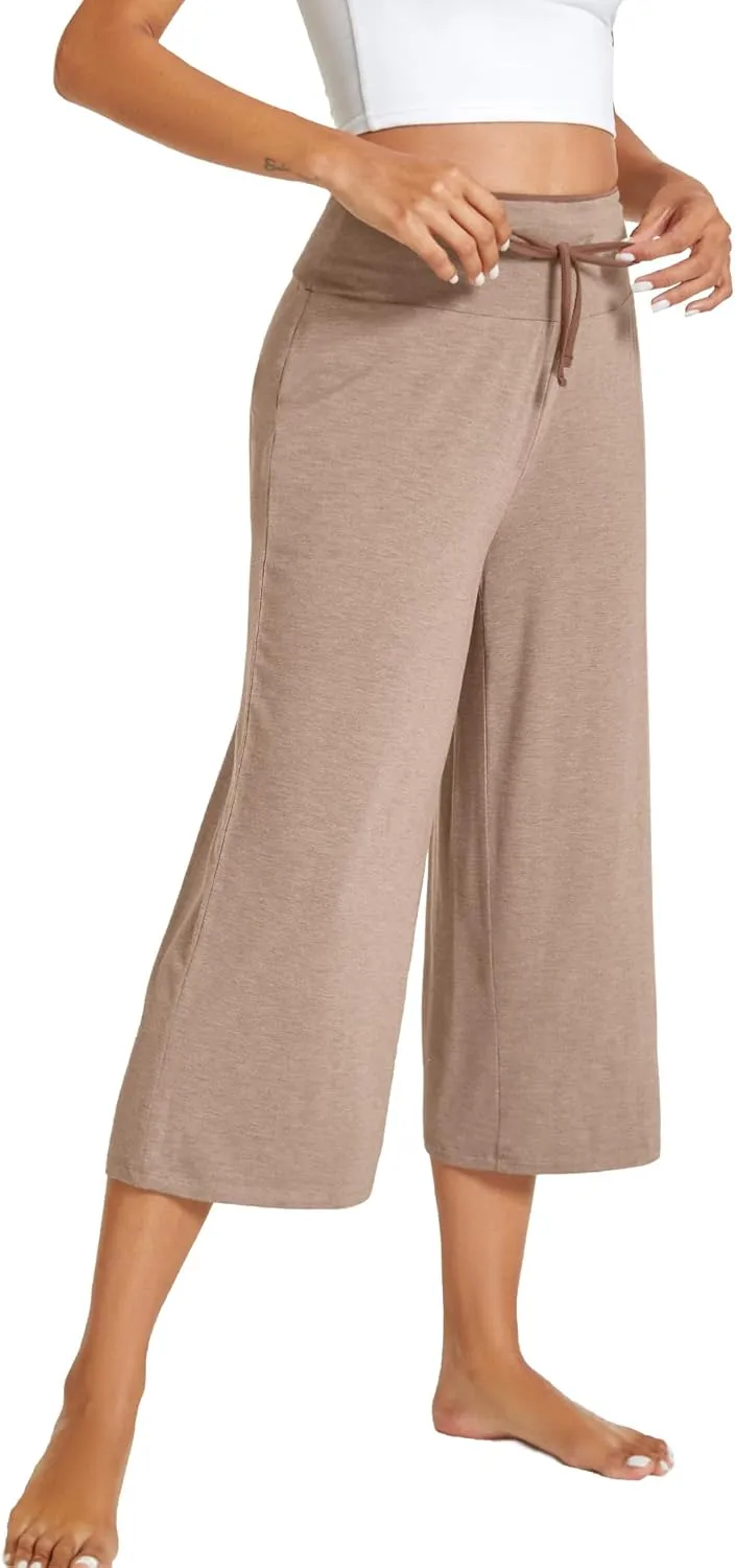 WiWi Women's Capri Pajama Pants Viscose from Bamboo Lounge Casual Bottoms Capris with Drawstring S-XXL