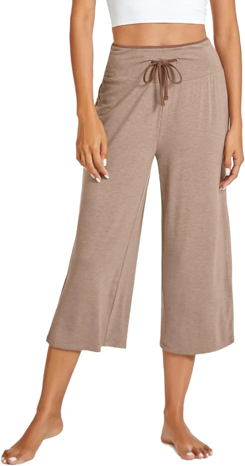WiWi Women's Capri Pajama Pants Viscose from Bamboo Lounge Casual Bottoms Capris with Drawstring S-XXL