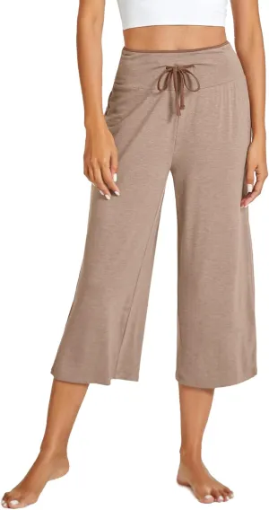 WiWi Women's Capri Pajama Pants Viscose from Bamboo Lounge Casual Bottoms Capris with Drawstring S-XXL