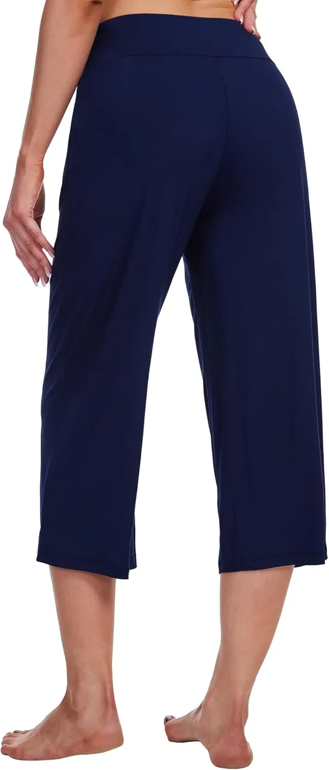 WiWi Women's Capri Pajama Pants Viscose from Bamboo Lounge Casual Bottoms Capris with Drawstring S-XXL