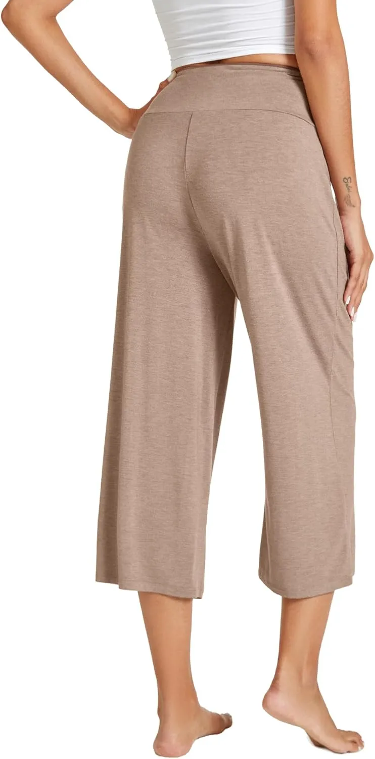 WiWi Women's Capri Pajama Pants Viscose from Bamboo Lounge Casual Bottoms Capris with Drawstring S-XXL
