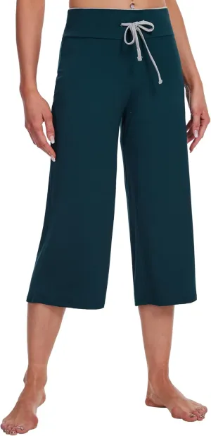WiWi Women's Capri Pajama Pants Viscose from Bamboo Lounge Casual Bottoms Capris with Drawstring S-XXL