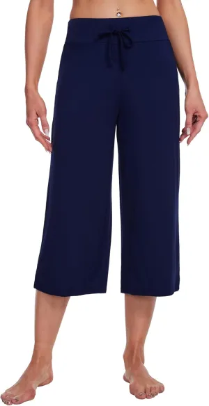 WiWi Women's Capri Pajama Pants Viscose from Bamboo Lounge Casual Bottoms Capris with Drawstring S-XXL