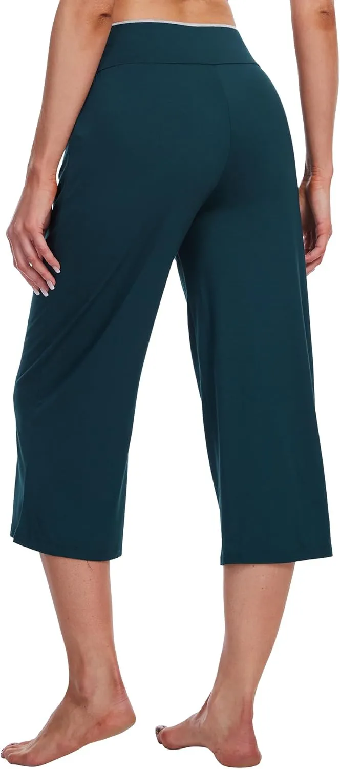 WiWi Women's Capri Pajama Pants Viscose from Bamboo Lounge Casual Bottoms Capris with Drawstring S-XXL