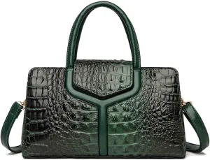Women Elegant Purses and Handbags Crocodile Pattern Top Handle Satchel PU Leather Crossbody Shoulder Bags