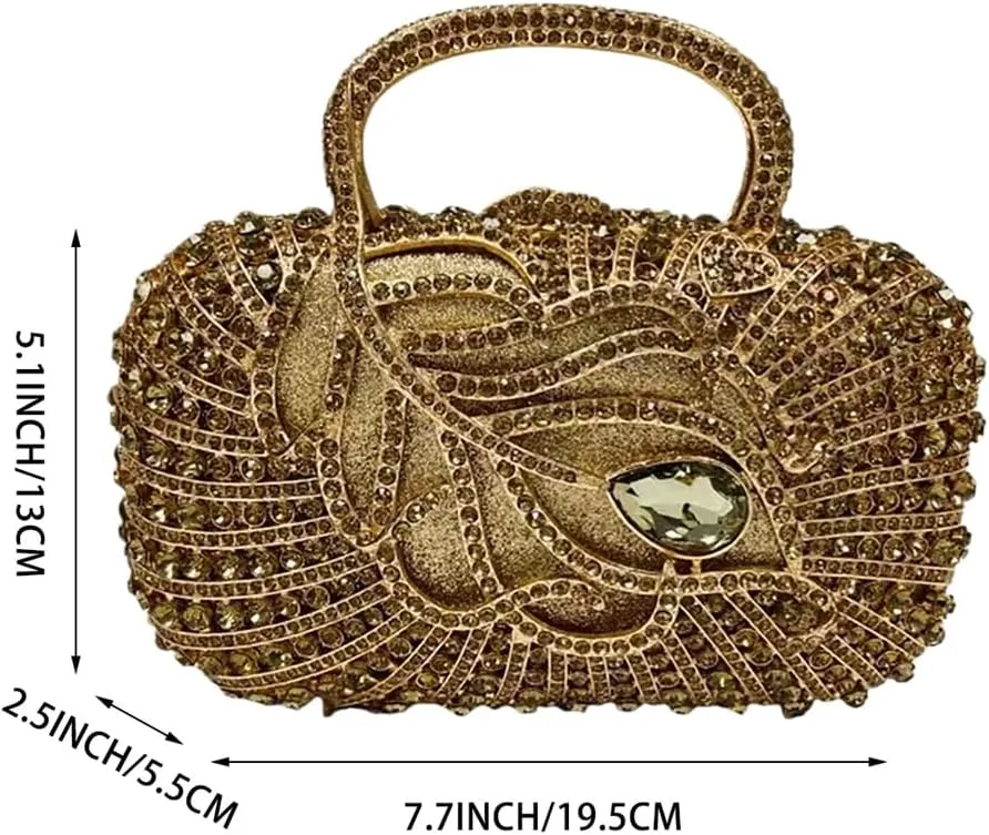 Women Noble Marquise Crystal Diamond Evening Bag Elegant Rhinestone Clutch Purses for Reunion Formal Cocktail