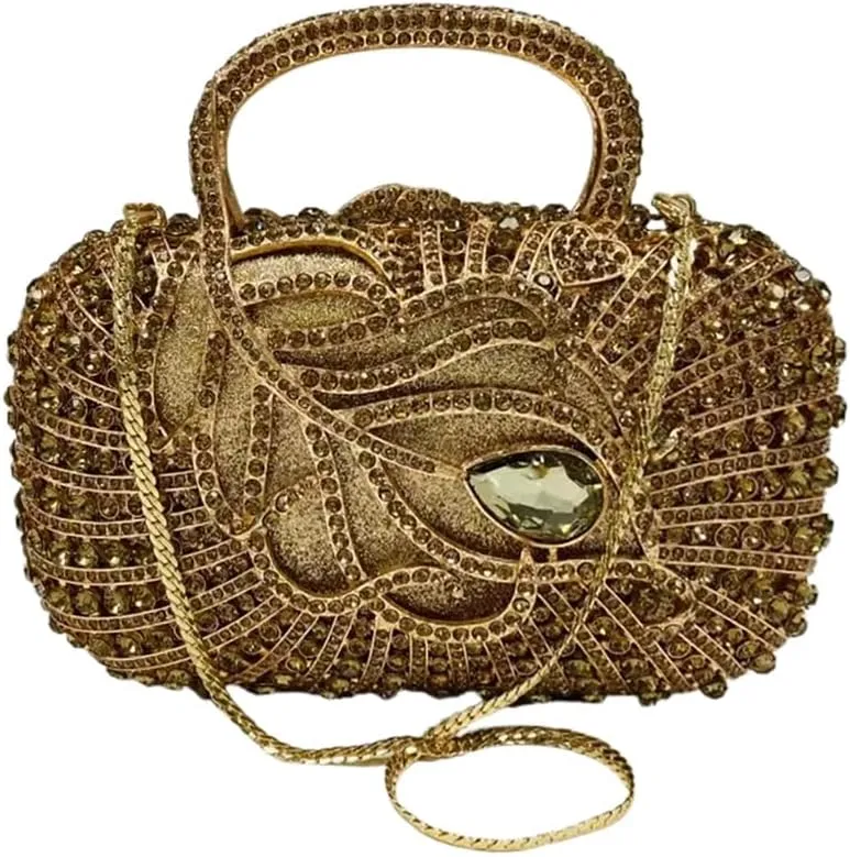 Women Noble Marquise Crystal Diamond Evening Bag Elegant Rhinestone Clutch Purses for Reunion Formal Cocktail