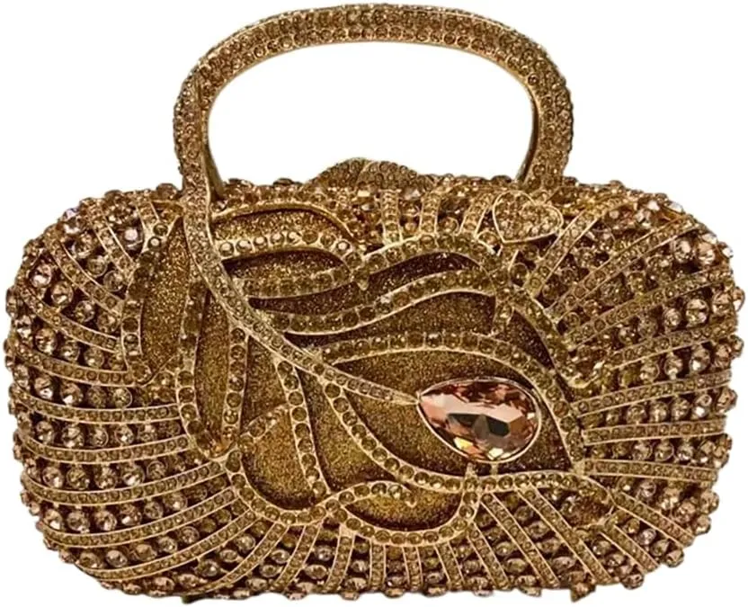 Women Noble Marquise Crystal Diamond Evening Bag Elegant Rhinestone Clutch Purses for Reunion Formal Cocktail