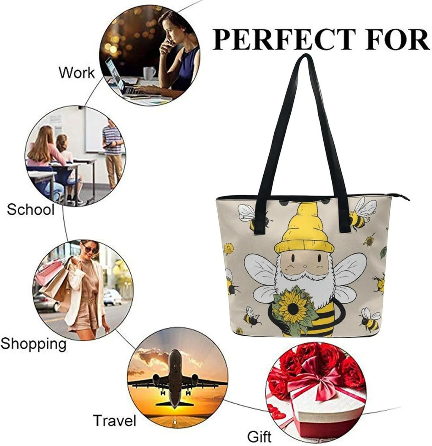 Women Tote Bag PU Leather Travel Shoulder Bags Casual Handbags