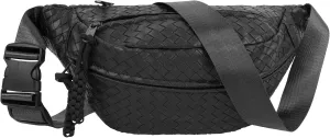 Women Woven Pattern Faux Leather Fanny Pack Waist Bag Chest Bag Cross Body Bag With Adjustable Strap