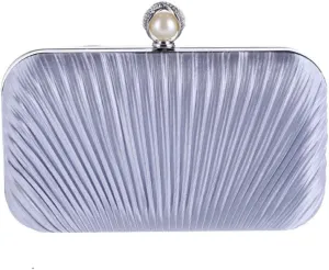 Women's Bag Europe and The United States Chain Evening Bag Set Diamond Dinner Party Bag Ruili Pleated Craft Clutch Bag(C)