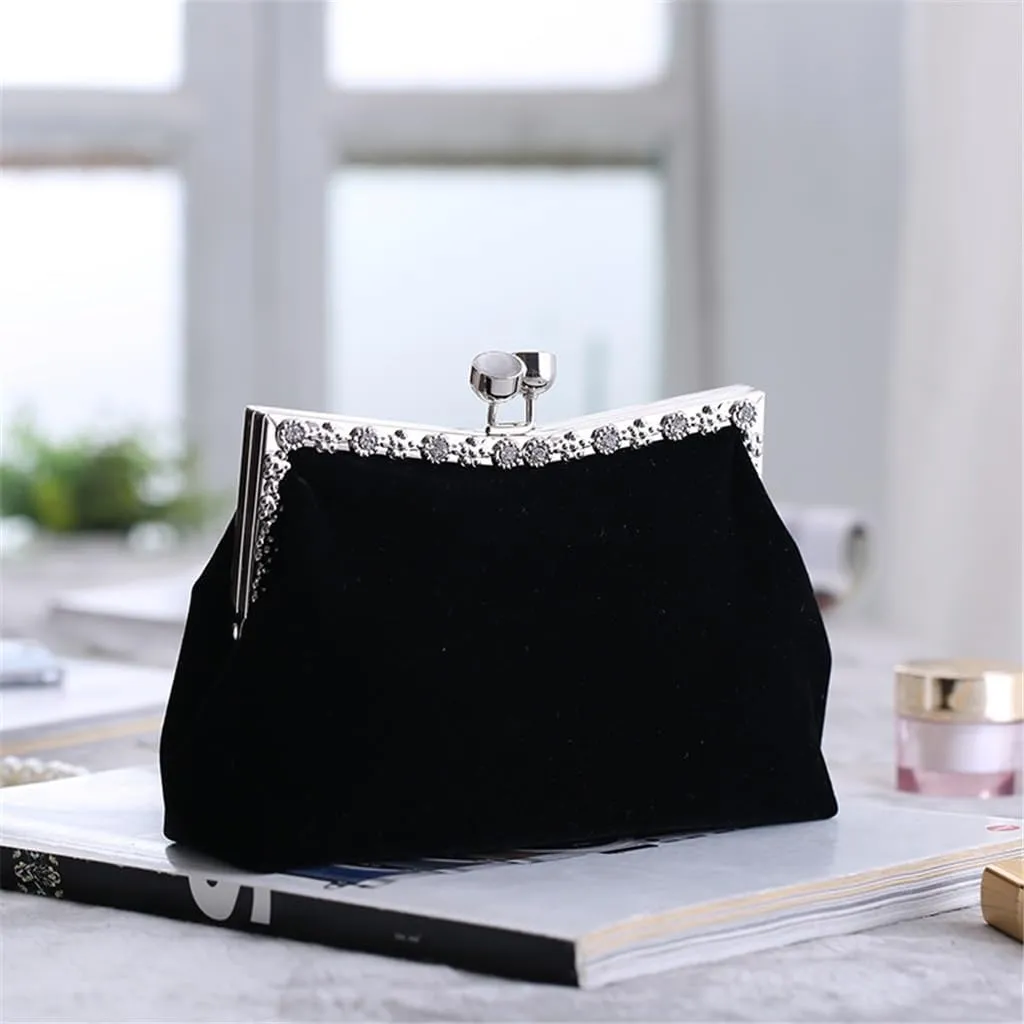 Women's Clutch Evening Bag Single Shoulder Cross Large Red Wedding Velvet Bag