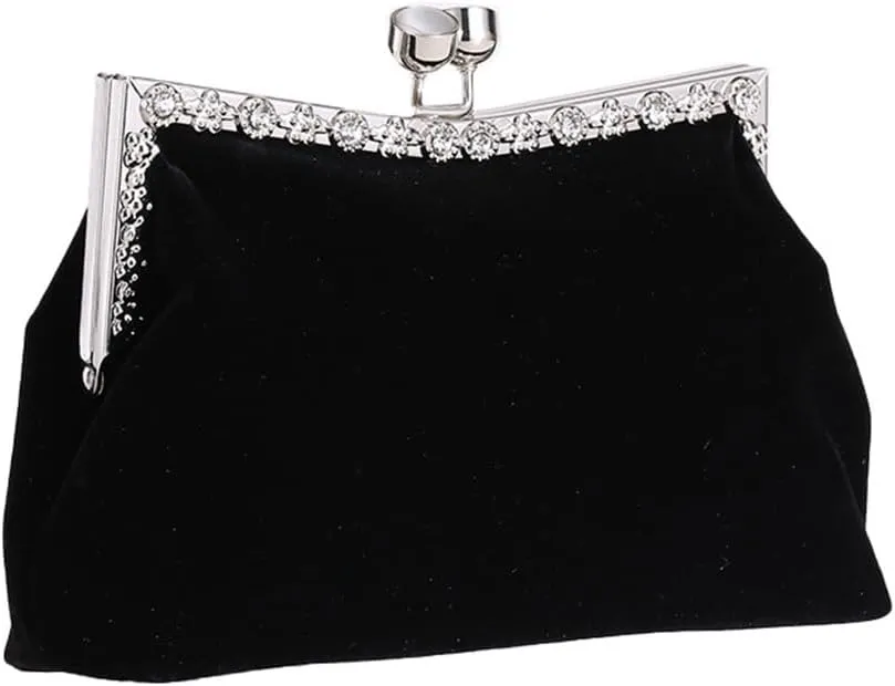 Women's Clutch Evening Bag Single Shoulder Cross Large Red Wedding Velvet Bag