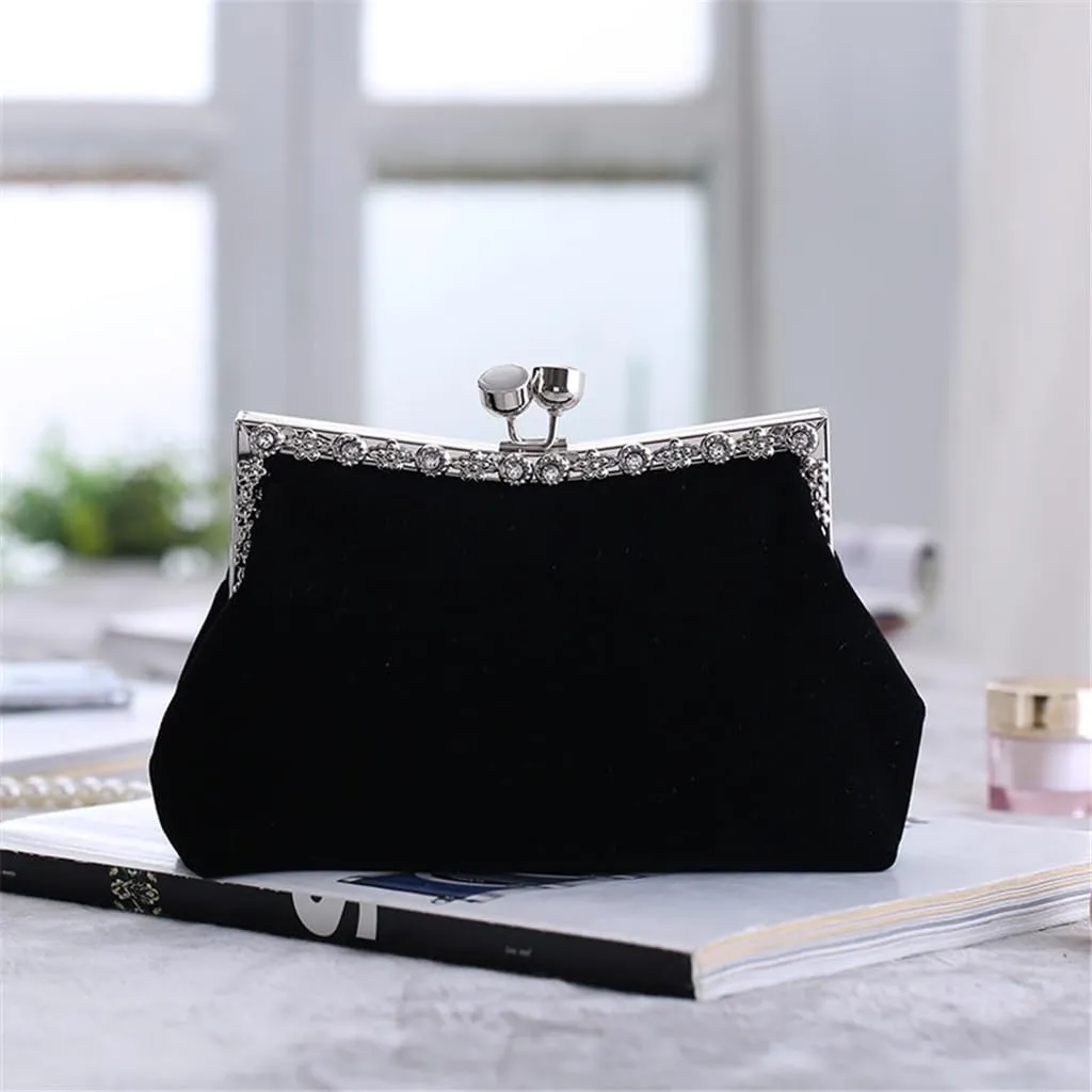 Women's Clutch Evening Bag Single Shoulder Cross Large Red Wedding Velvet Bag