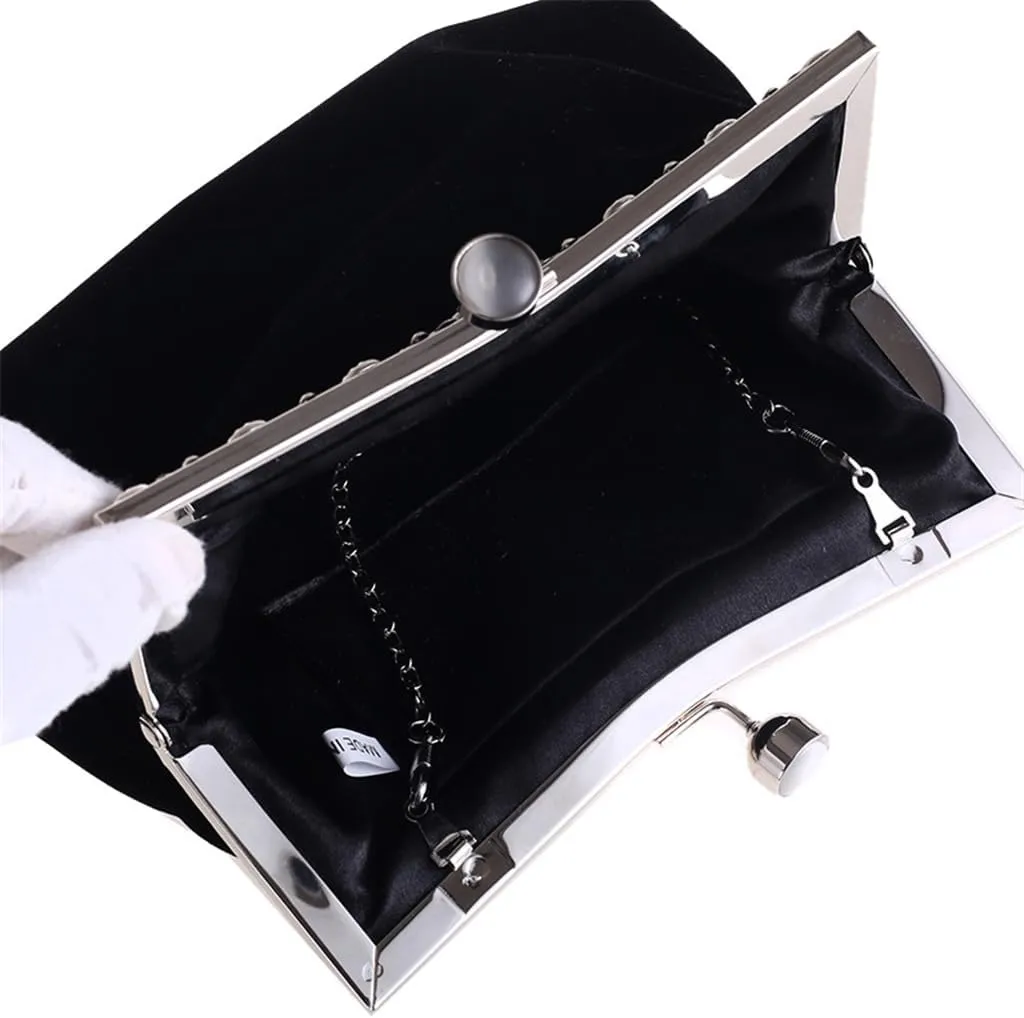 Women's Clutch Evening Bag Single Shoulder Cross Large Red Wedding Velvet Bag