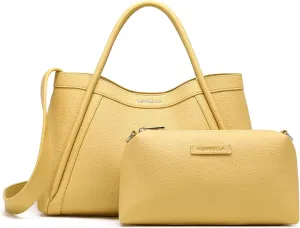 Women's Elegant Double Strap Solid Color Bucket Bags (Yellow)