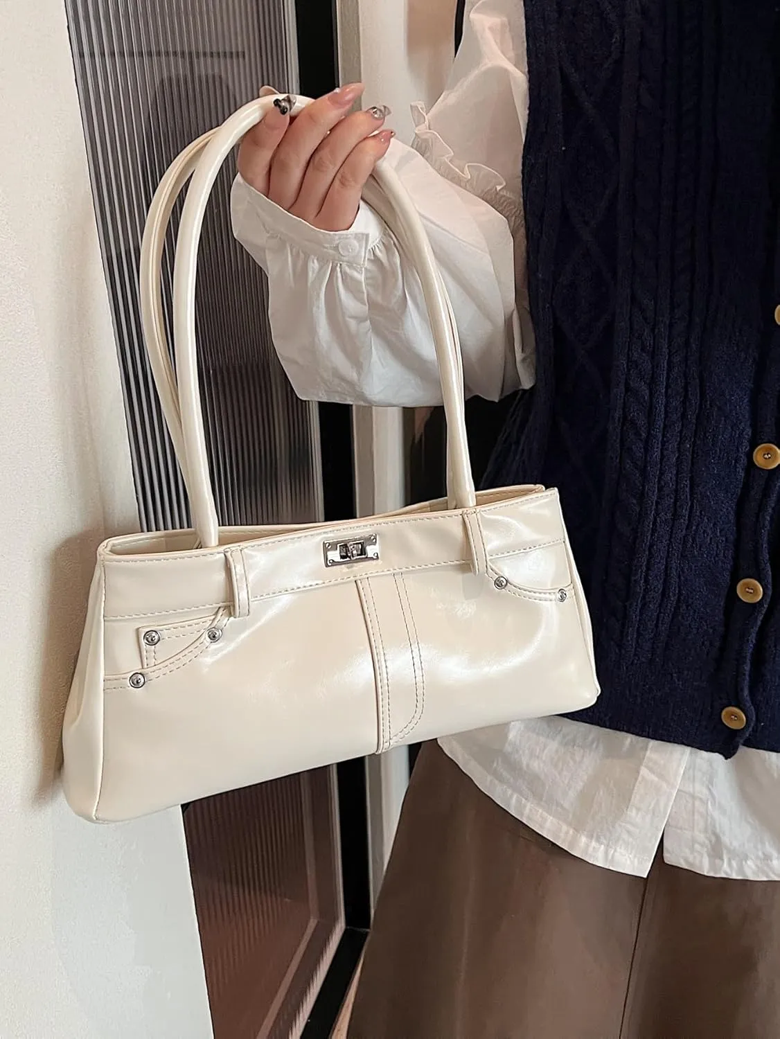Women's Elegant Underarm Shoulder Handbags Turn Lock Satchel Tote Hobo Bags Night Out Purse