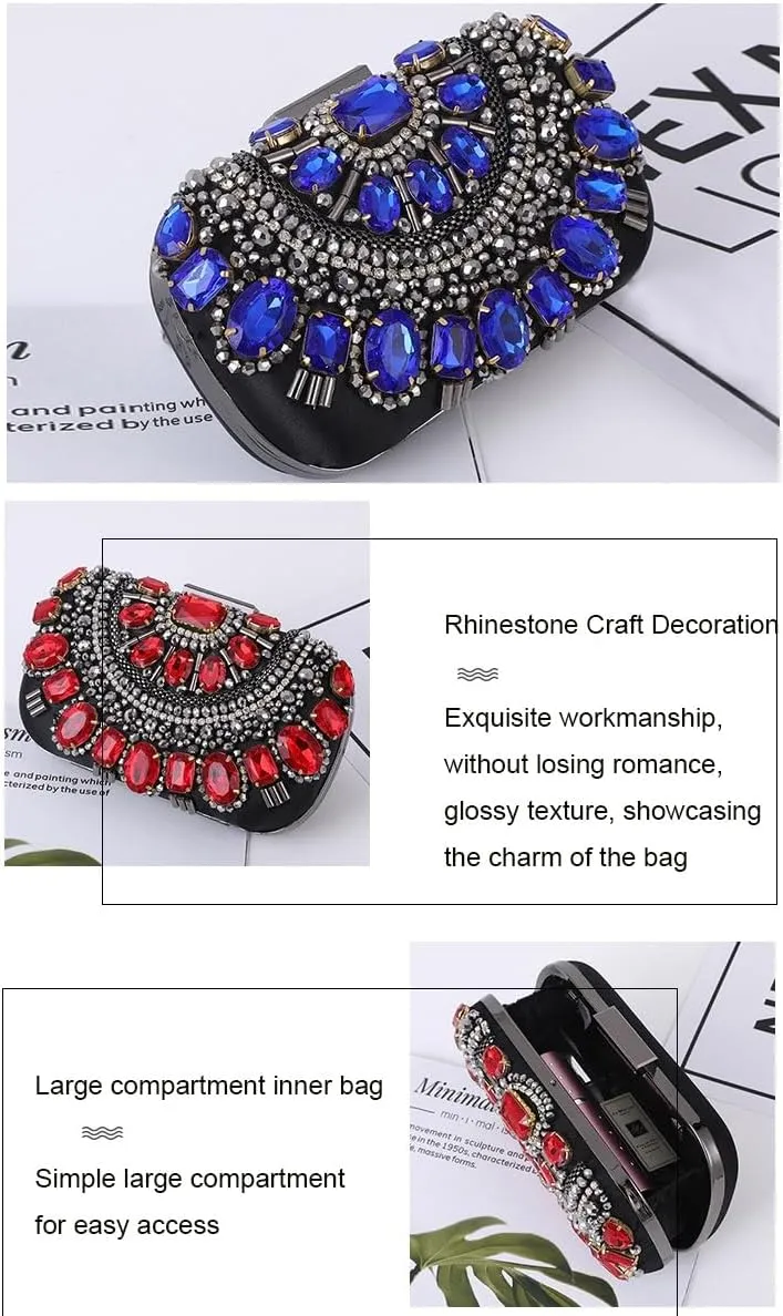 Women's Evening Bags Sparkly Rhinestone Clutch Purses Luxury Handbags for Wedding Prom Party Club