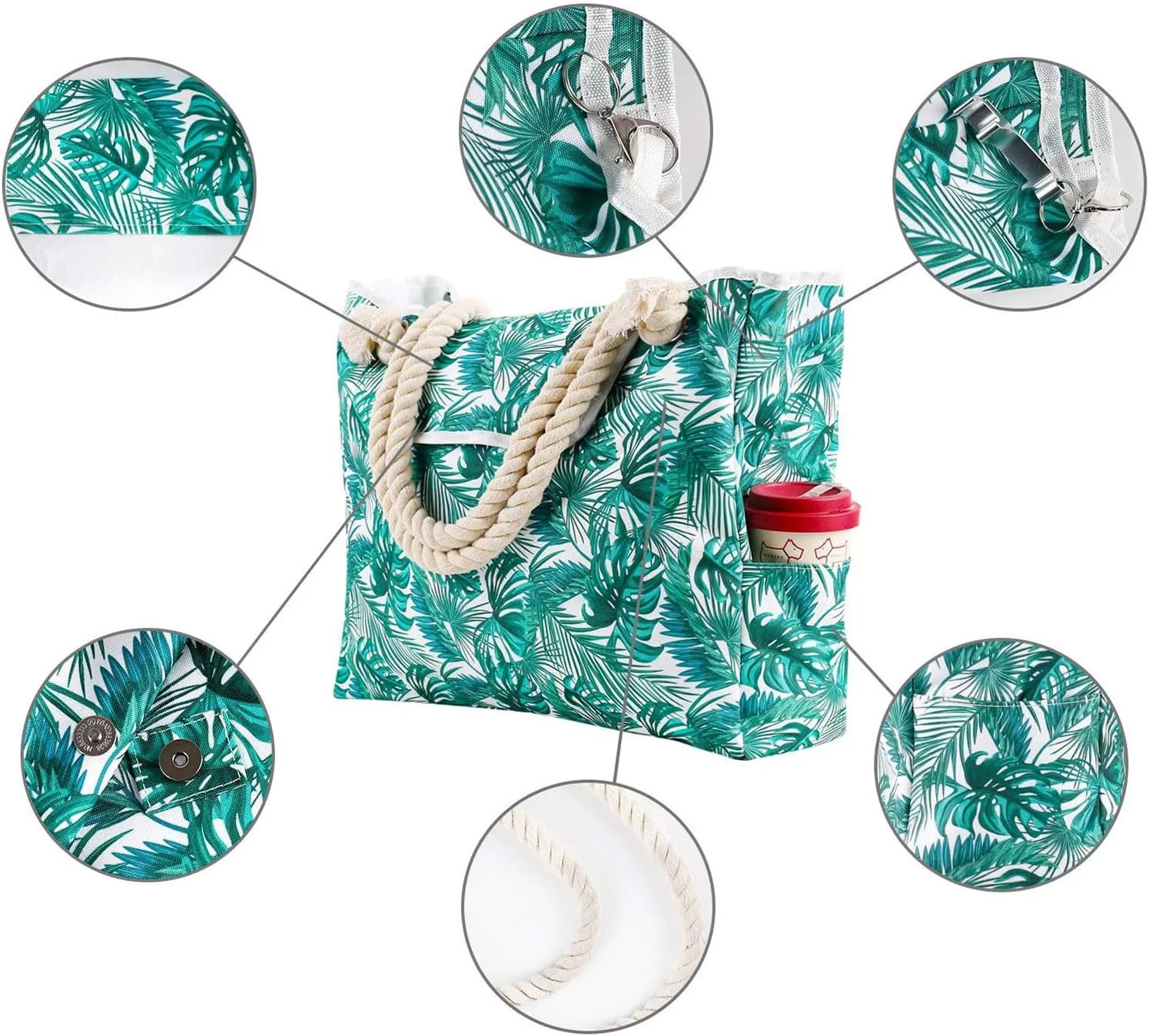 Women's Foreign Trade Multifunctional Single Shoulder Canvas Shopping Bag Leisure Vacation Beach (Mint Green, One Size)