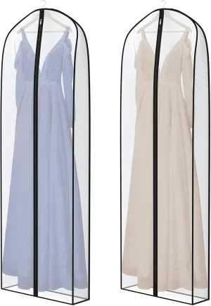 Zilink Breathable Dress Bags for Gowns Long 72 Wedding Dress Storage Bags Silky Dress Bags for Closet Storage with 7" Gussted Wrinkle Free for Long Evening Dresses Puffy Dress Storage, Set of 2