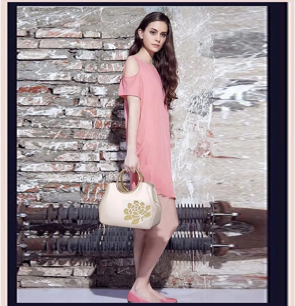 ZiMing Women Patent Leather Handbags Floral Embroid Purse Top Handle Handbag Evening Bags Satchel Shoulder Bag Gorgeous Totes