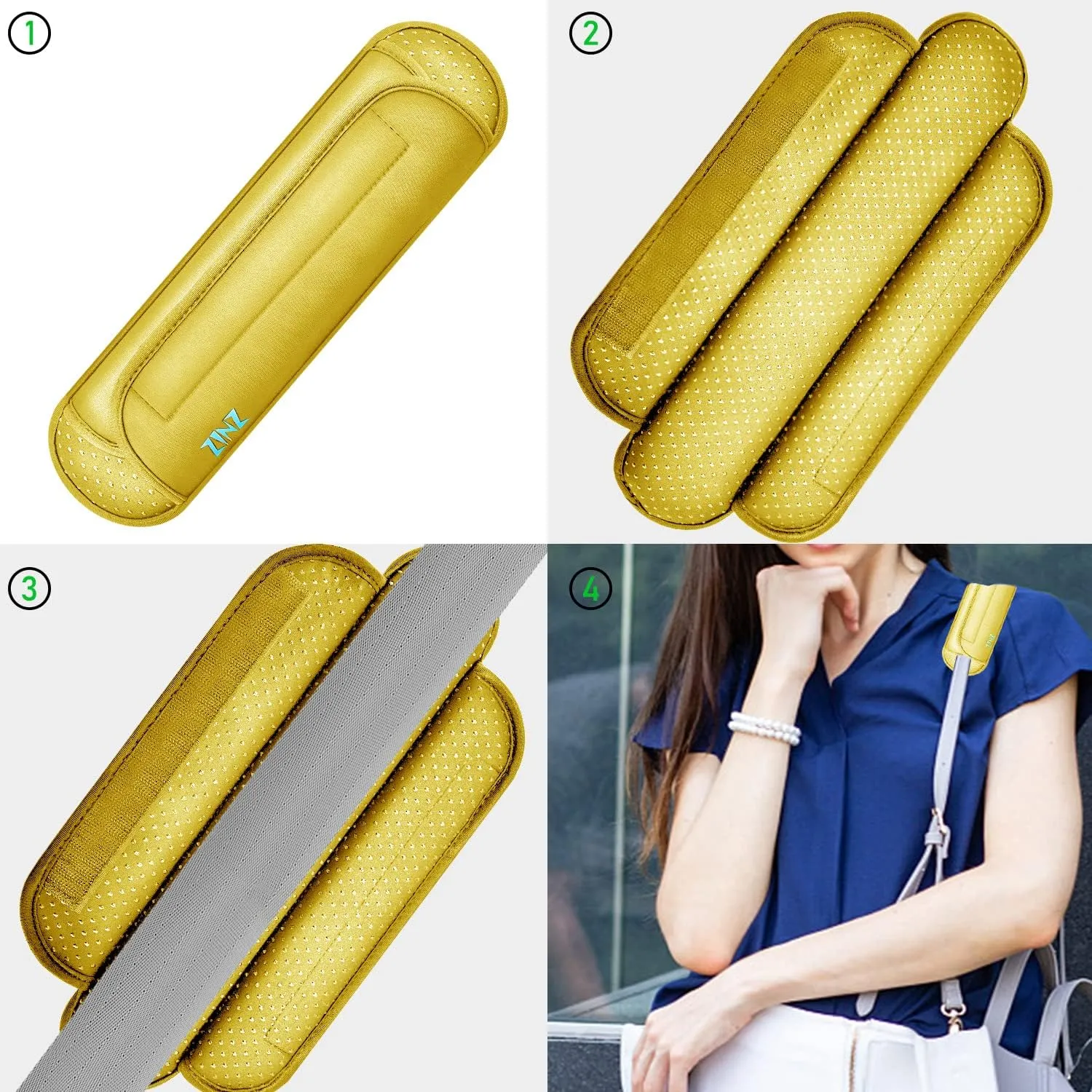 ZINZ Universal Shoulder Pad with Ultra Thick Cushion for Bag Luggage Bag Crossbody, Plus Long & Anti-Slip & Breathable,Yellow